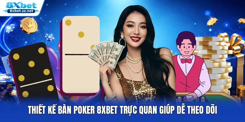 Thiết kế bàn Poker 8XBET trực quan giúp dễ theo dõi
